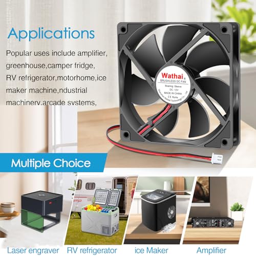 Wathai 120mm x 25mm 12V Computer Case Cooling Fan 12 Volt 2Pin High Performance DC Fan 2 Pack - Image 2