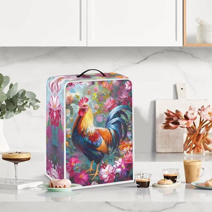 Mintulipy Rooster Coffee Maker Cover for Keurig Coffee Maker Blender Cover Coffee Maker Cover Cloth Cover Stain Resistant for Home Kitchen - Image 2