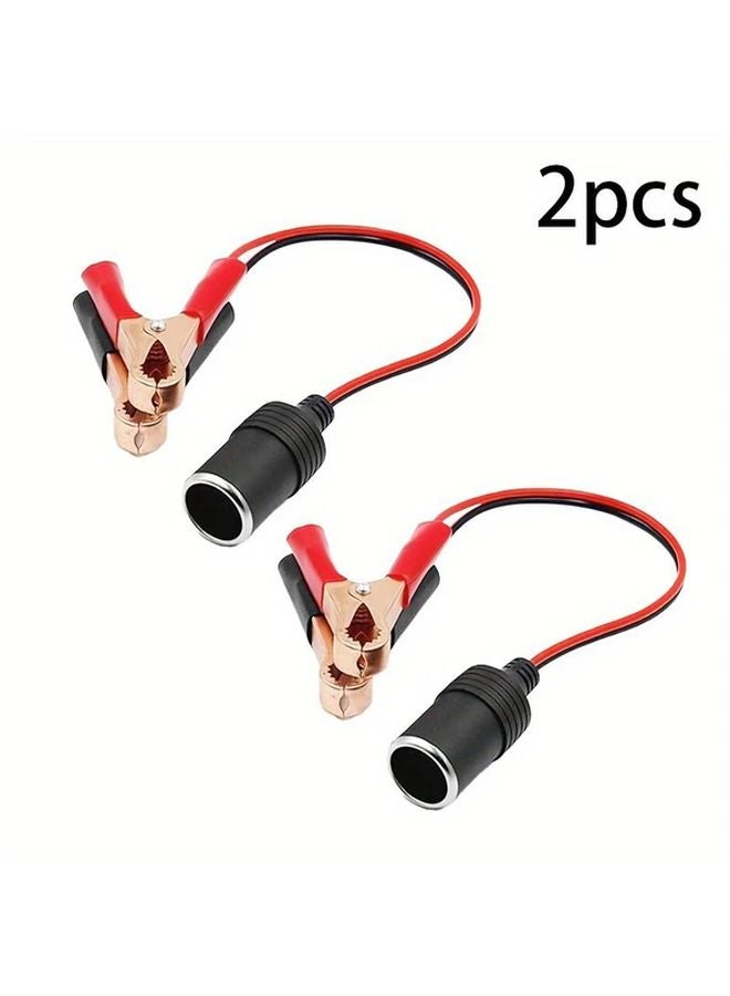 12V 50A RV Extension Cord with Battery Clamps and Alligator Clips 2pcs - Image 1