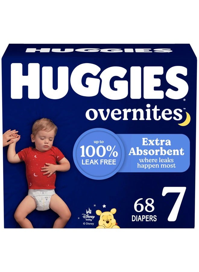 Huggies Size 7 Overnites Baby Diapers: Overnight Diapers, Size 7 (41+ lbs), 68 Ct (2 Packs of 34), Packaging May Vary - Image 1