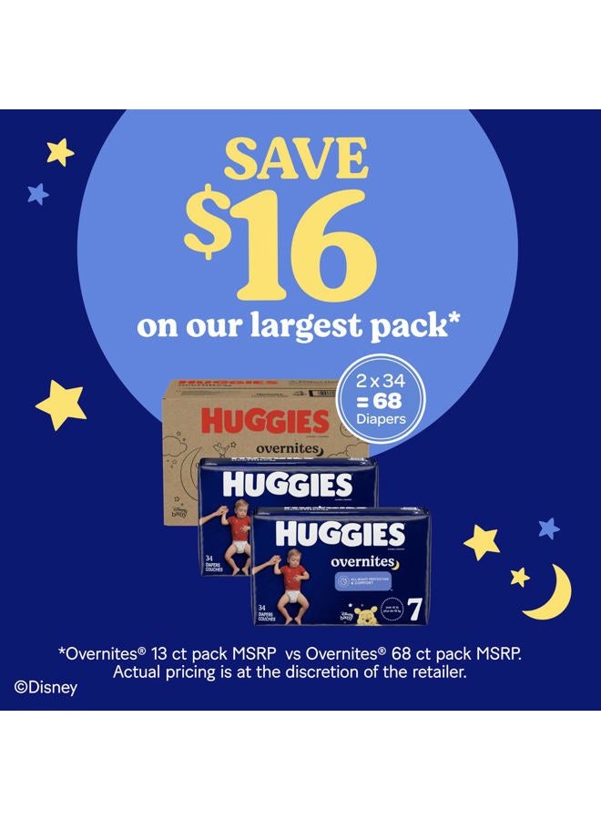 Huggies Size 7 Overnites Baby Diapers: Overnight Diapers, Size 7 (41+ lbs), 68 Ct (2 Packs of 34), Packaging May Vary - Image 5