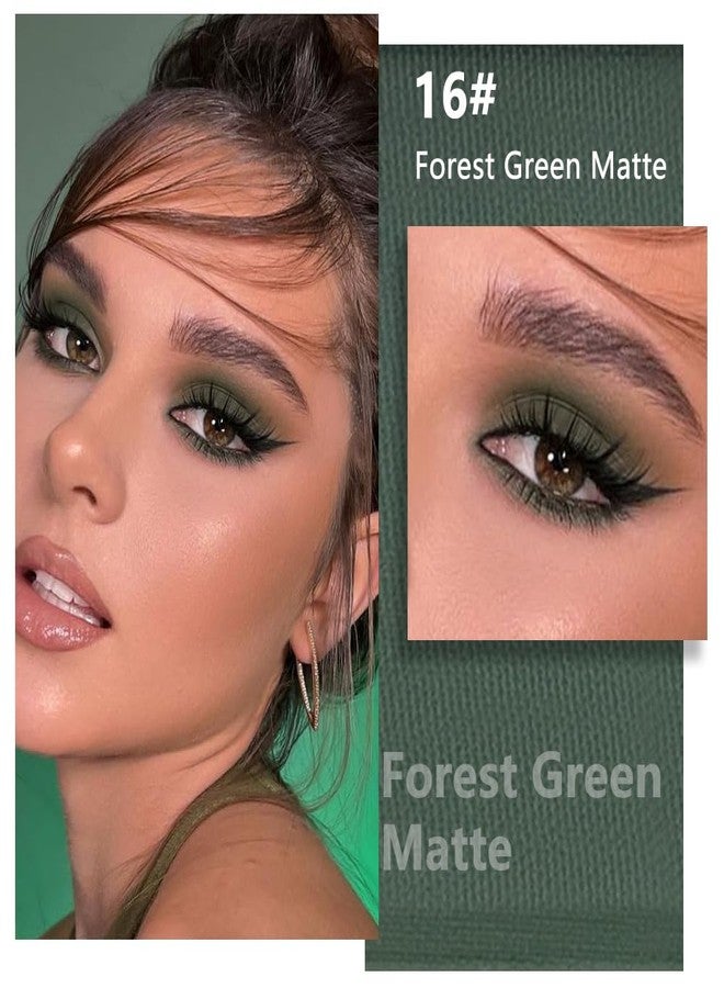 evpct Dark Green Matte Single Eyeshadow Palette, Forest Green Cream Eye Shadow Palette Makeup Singles for Older Women Matte, High Pigment Long Lasting Mini Monochrome Eyeshadow Sombra Para Ojos, 16 - Image 2