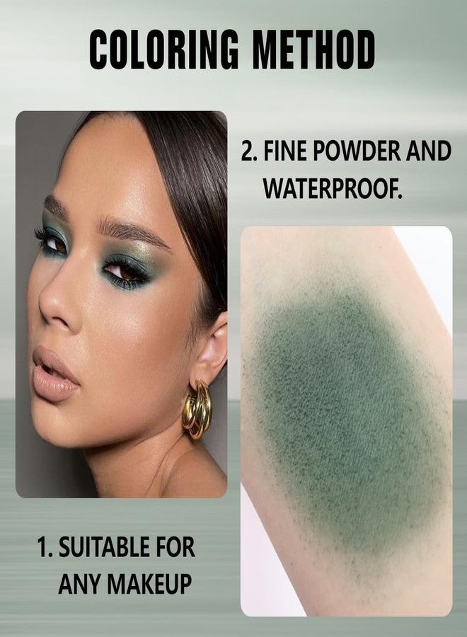 evpct Dark Green Matte Single Eyeshadow Palette, Forest Green Cream Eye Shadow Palette Makeup Singles for Older Women Matte, High Pigment Long Lasting Mini Monochrome Eyeshadow Sombra Para Ojos, 16 - Image 4