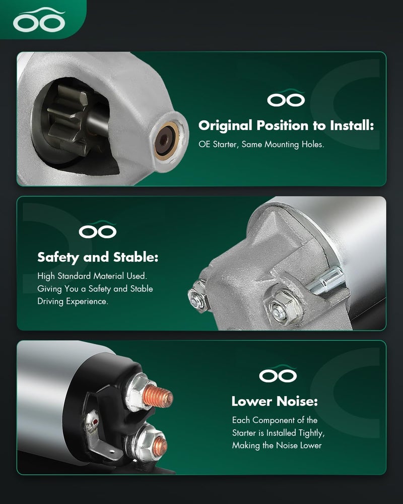 SCITOO Starter Motor 128000-9980 18450N for Kawasaki (UTV) KAF300 Mule 500/520/550 286cc KM-21163-2109 ‎0.6kW/12 Volt CW 9-Tooth Pinion - Image 4