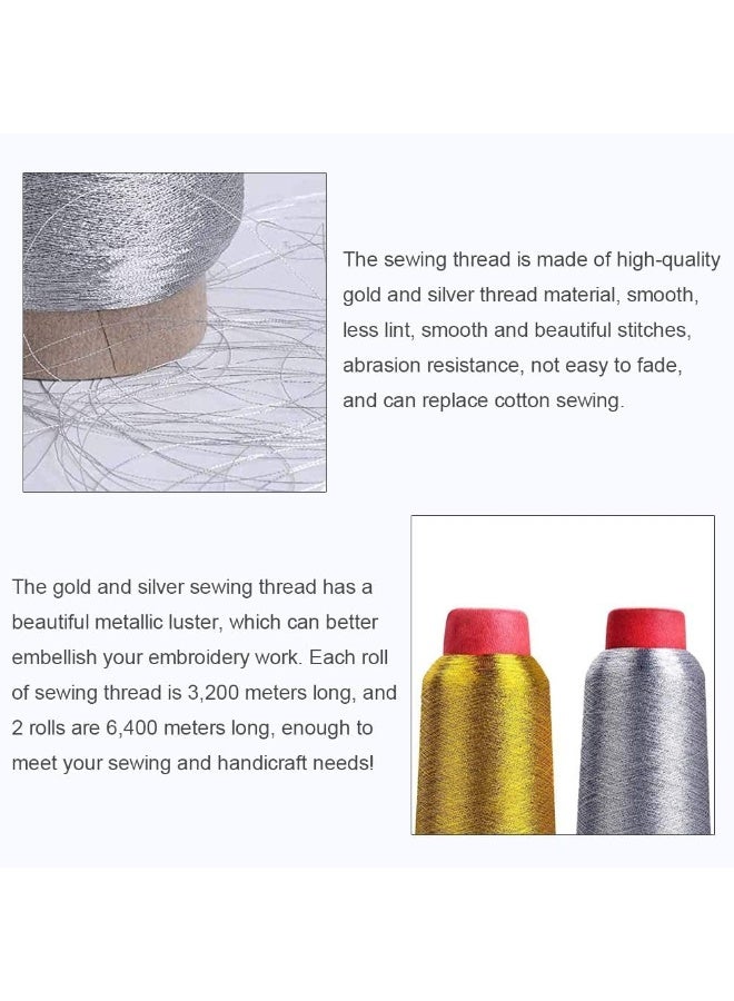 PAWSONIFY Gold and Silver String Twine, 2 PCS Sewing Machine Thread, Tinsel Thread Cord,Embroidery Thread for DIY Crafts Gift/Wrapping/Embroidery(4400M) - Image 3