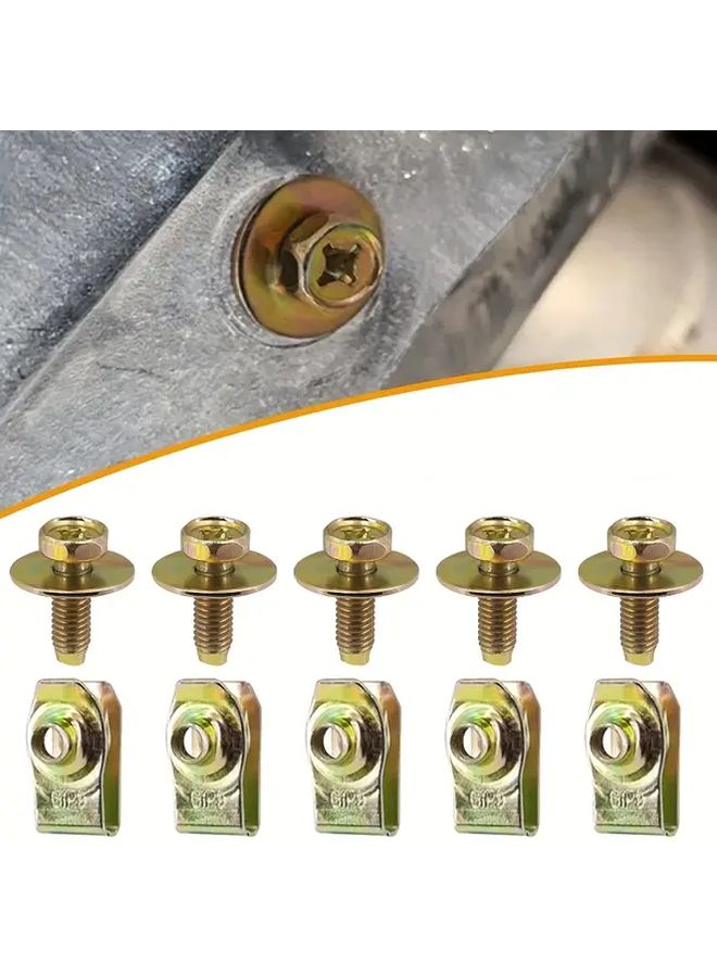 10pcs M6 Car Engine Bumper Fender Fastener Rivet Bolt Screw Clips Retainer Kit - Image 1