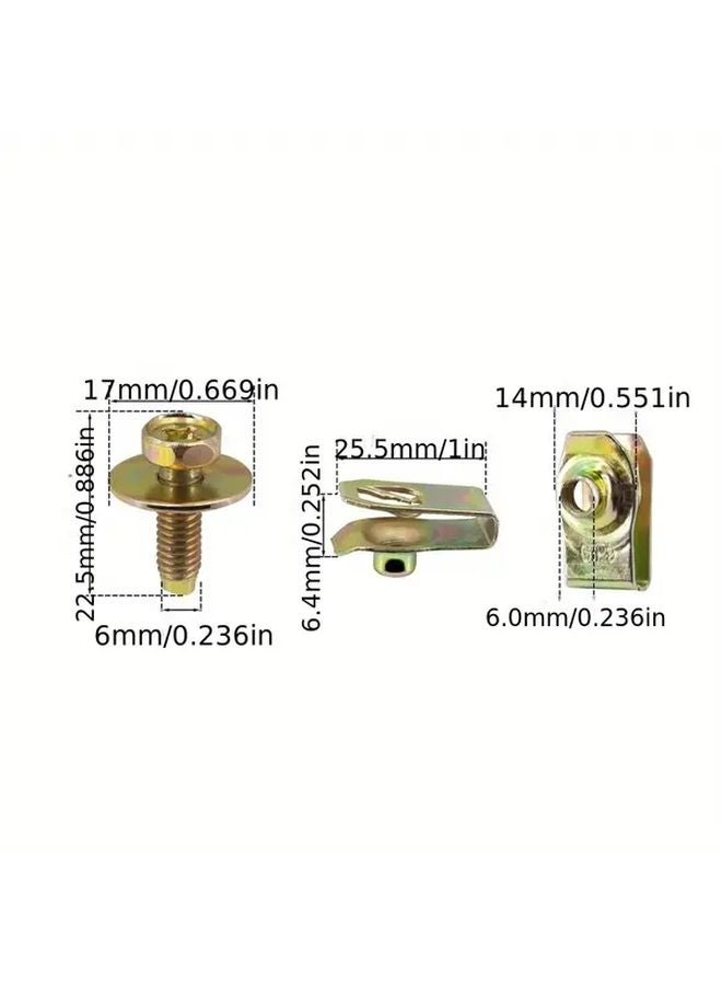 10pcs M6 Car Engine Bumper Fender Fastener Rivet Bolt Screw Clips Retainer Kit - Image 3