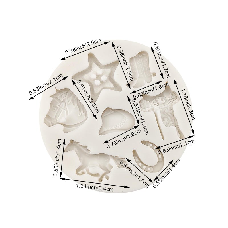 Arvintas 3 PCS Western Cowboy Theme Silicone Molds, Feather Arrow Boot Horseshoe Hoof Fondant Mold for Western Cowboy Theme Cake Decoration Cupcake Topper Candy Gum Paste Clay - Image 2