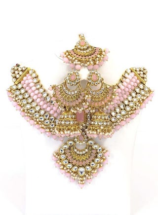 GOHONA Royal Bling Bollywood Traditional Indian Kundan Jewellery Necklace With Earrings Set and 1 Tikka in Pink colour - pzsku/ZB5186DBD9FEA59C3D7D7Z/45/_/1654256904/6e621648-0aad-465a-8737-3567f3a27190