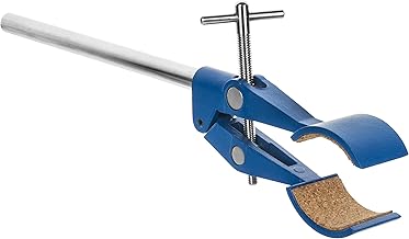 EISCO EISCO 2 Prong, Cork Lined, Burette, Flask, Beaker Clamp on Stainless Steel Rod - 4.3" Max Clamp Opening, 5.5" Rod -  - Image 1