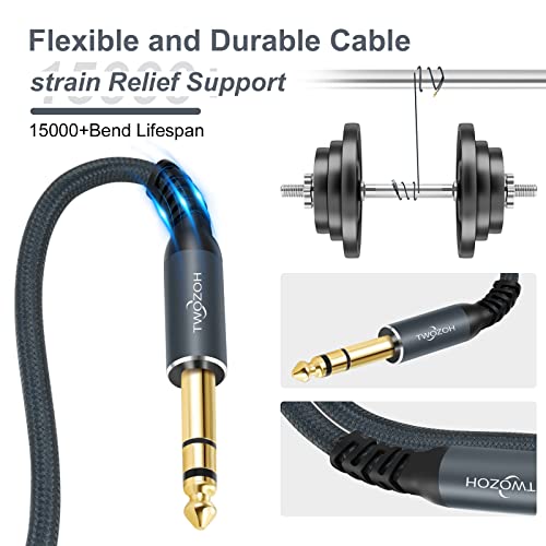 Twozoh XLR Female to 1/4 TRS Cable 6.6FT, Braided 6.35mm Stereo Jack Balanced to 3pin XLR Microphone Cable - Image 3