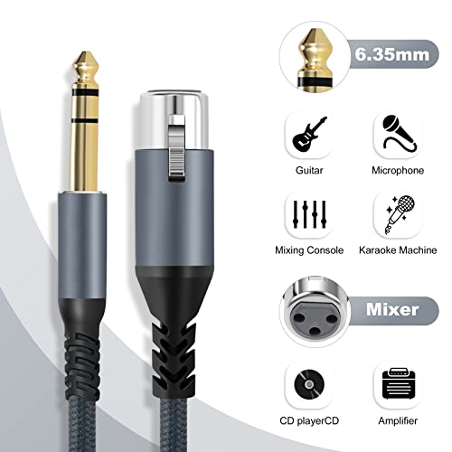 Twozoh XLR Female to 1/4 TRS Cable 6.6FT, Braided 6.35mm Stereo Jack Balanced to 3pin XLR Microphone Cable - Image 4