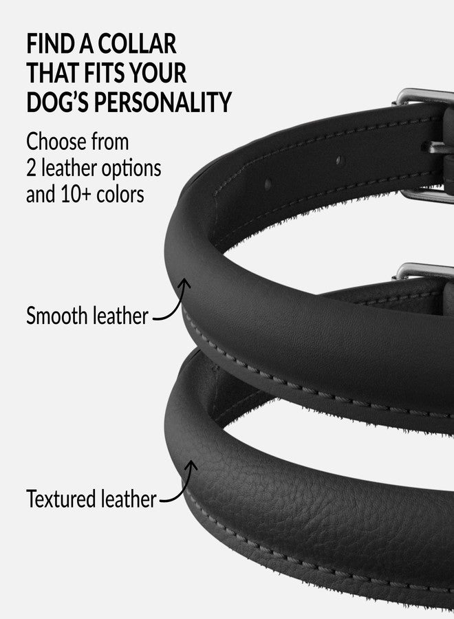 CollarDirect Rolled Leather Dog Collar, Padded, 6 in, Black Smooth - Image 5