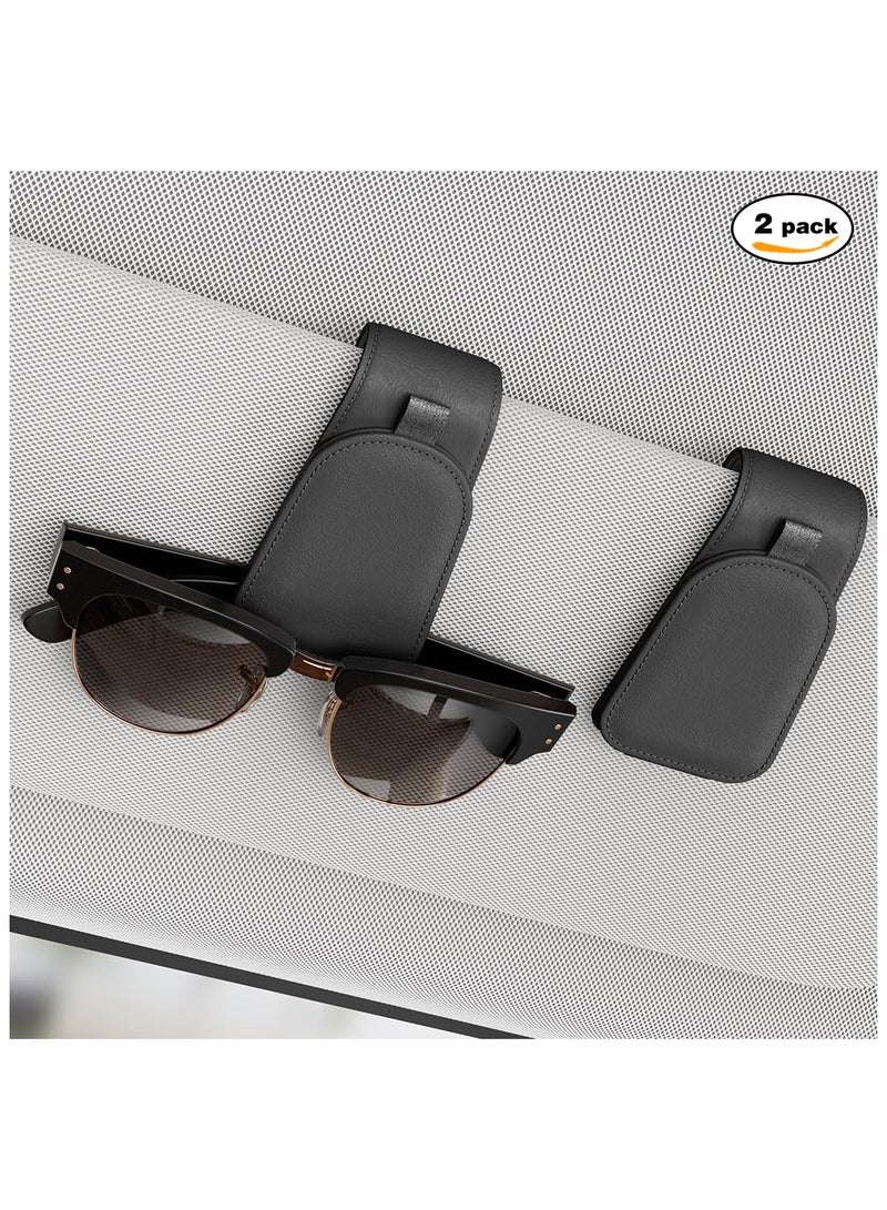 Neonix Car Visor Sunglasses Holder,Suede Fabric Magnetic Sunglasses Storage Clip Pouch,Car Accessories,2 Pack,Black  - Image 1