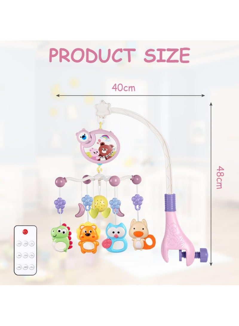 CMGTYYD Baby Crib Toy, Baby Crib Mobile with Music and Lights, Cot Mobile Toy with Timing Function Projector and Remote Control, Baby Crib Toys for Boys Girls (Pink) - Image 2