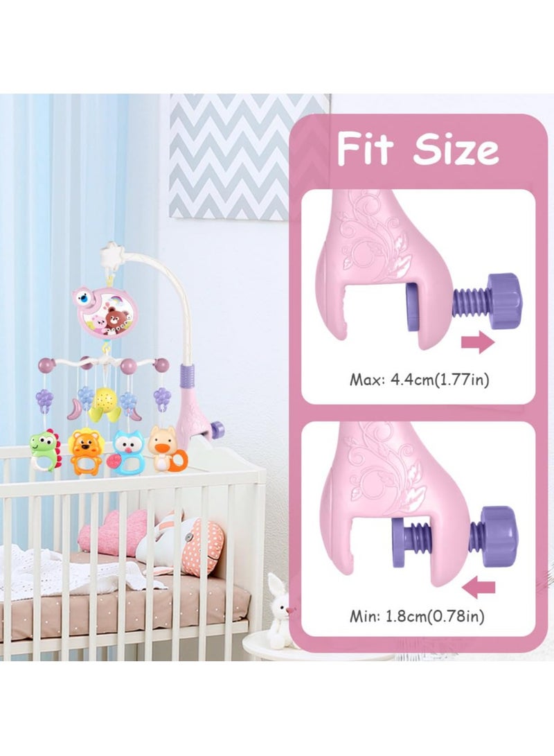 CMGTYYD Baby Crib Toy, Baby Crib Mobile with Music and Lights, Cot Mobile Toy with Timing Function Projector and Remote Control, Baby Crib Toys for Boys Girls (Pink) - Image 3