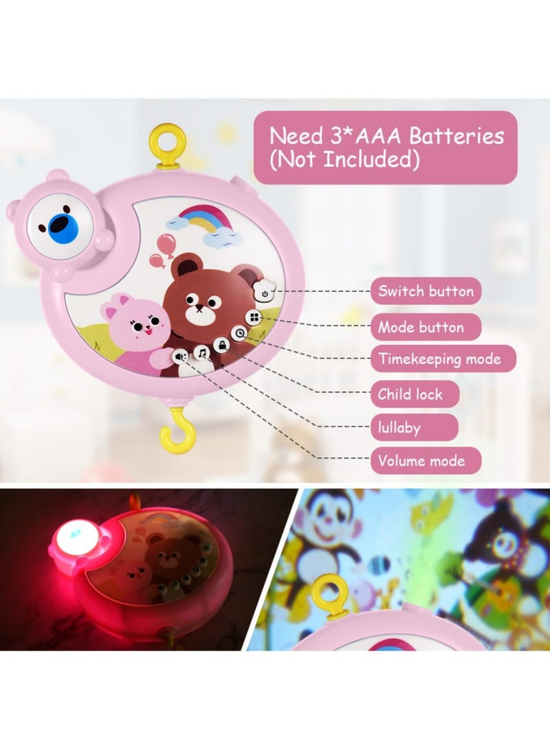 CMGTYYD Baby Crib Toy, Baby Crib Mobile with Music and Lights, Cot Mobile Toy with Timing Function Projector and Remote Control, Baby Crib Toys for Boys Girls (Pink) - Image 4