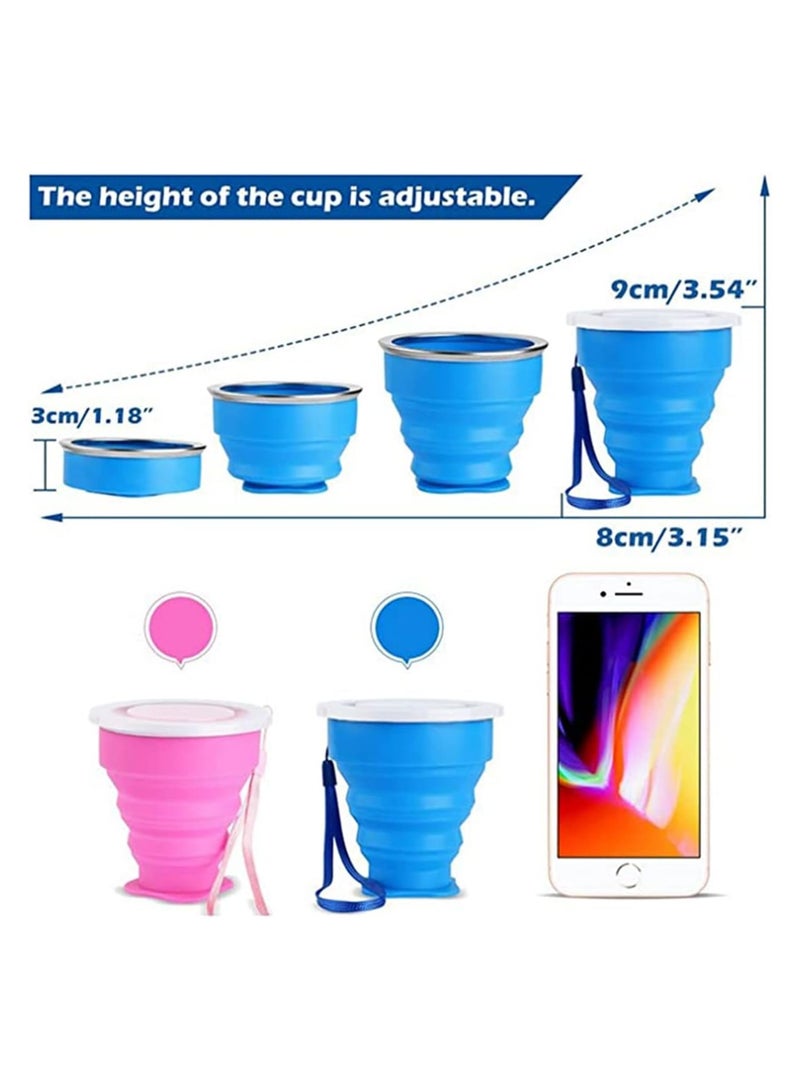 Bukela Collapsible Travel Cup,  2 pcs Portable Folding Camping Mug Space Saving BPA Free Silicone Retractable Cup, For Traveling Hiking Camping Picnic Convenient and Practical , Blue and Pink  - Image 2