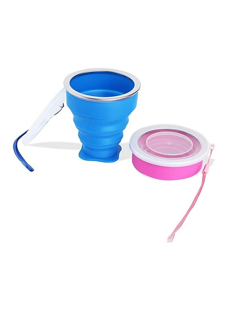 Bukela Collapsible Travel Cup,  2 pcs Portable Folding Camping Mug Space Saving BPA Free Silicone Retractable Cup, For Traveling Hiking Camping Picnic Convenient and Practical , Blue and Pink  - Image 3