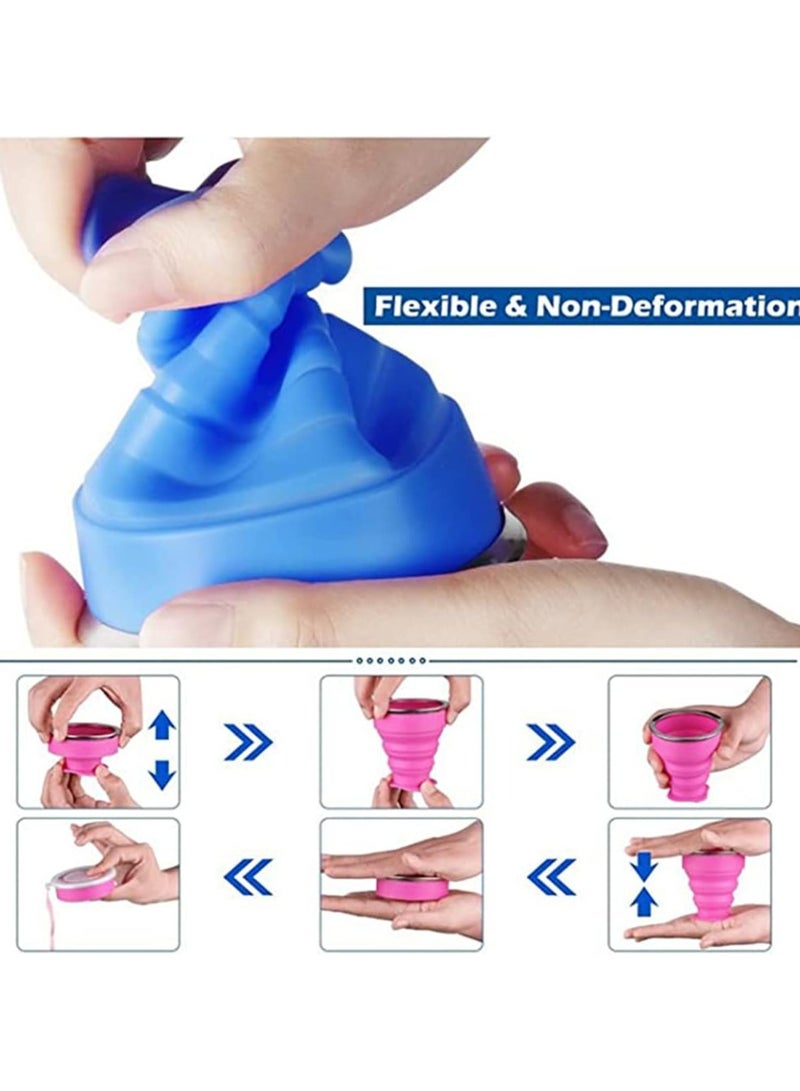 Bukela Collapsible Travel Cup,  2 pcs Portable Folding Camping Mug Space Saving BPA Free Silicone Retractable Cup, For Traveling Hiking Camping Picnic Convenient and Practical , Blue and Pink  - Image 4