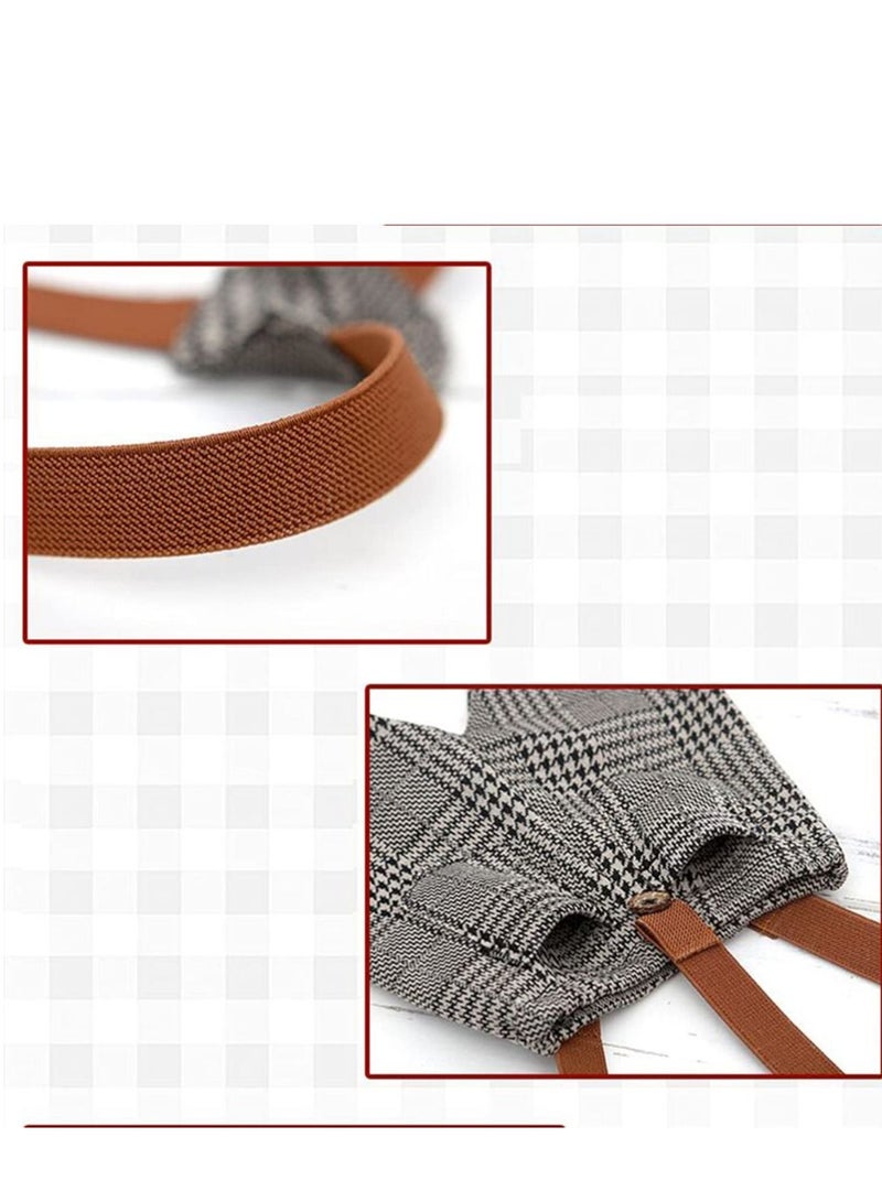 SYOSI Newborn Photography Props Stripes Cool Boy Retro Plaid Suspenders Flat Bottom Cab Cap Photography Props Duck Tongue Hat Suit Boys Clothing (Dark Gray) - Image 3