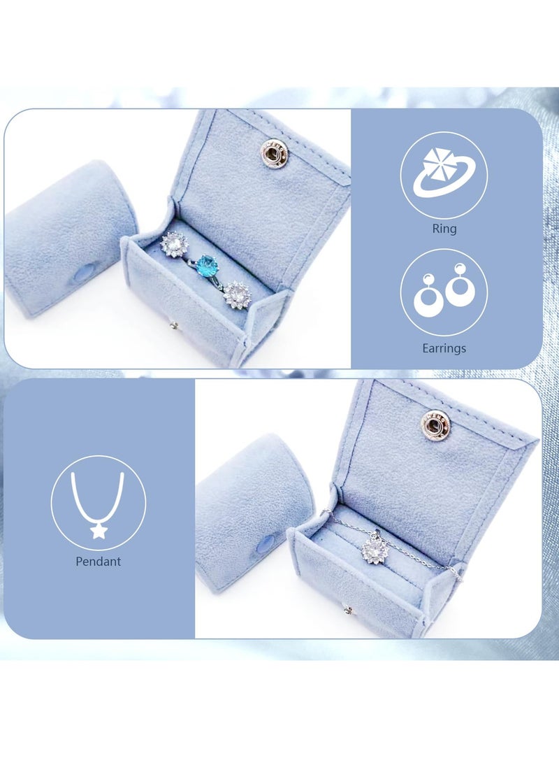 Excefore Velvet Ring Box, Mini Velvet Ring Boxes Blue Rings Bags, Jewelry Pouch for Earrings Rings, Ideal Gift for Women, Girls, Wife, Mom, Daughter, and Friends - Image 3