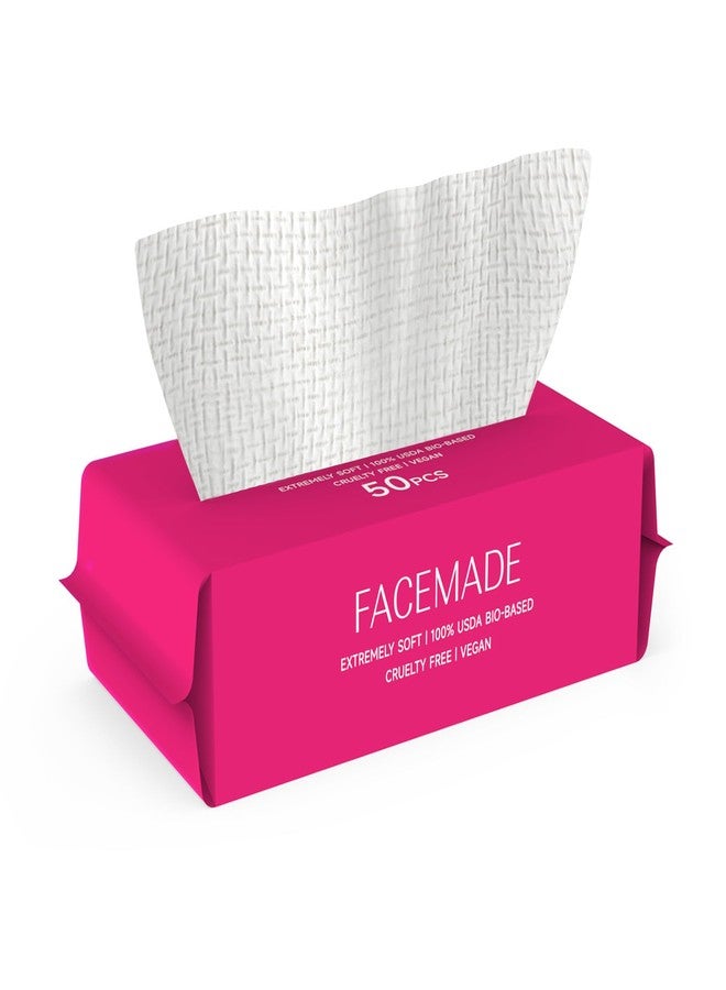 FACEMADE 50 Count (Soft Pack) XL Disposable Face Towels, Ultra Thick Face Towelettes Disposable, Clean Facial Towels for Makeup Remover, Skincare, USDA Certified 100% Biobased - Image 1