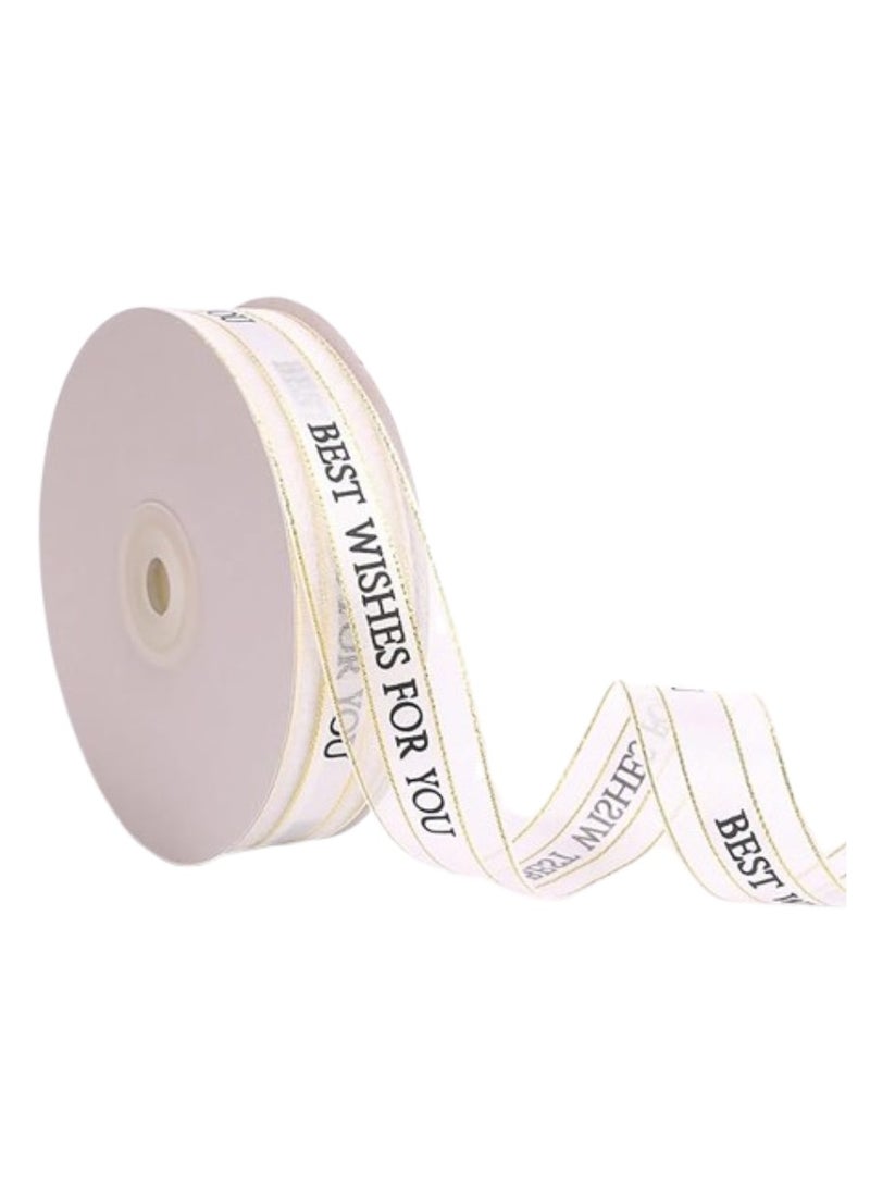 Ribbon with Word Best Wishes for You, White