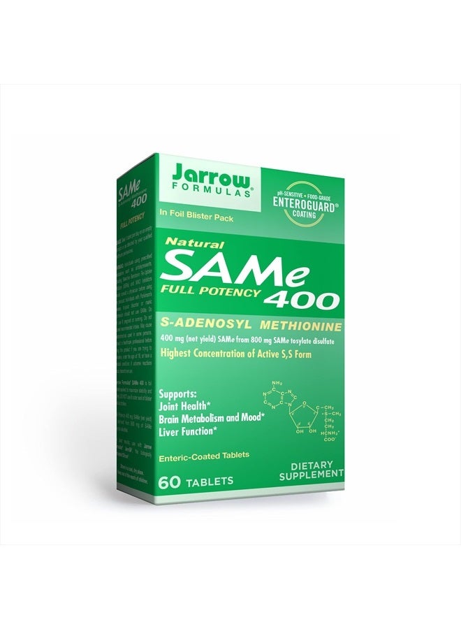 jarrow formulas SAMe 400 mg Extra Strength - Naturally Derived SAMe Supplements - Dietary Supplement - 60 Tablets - SAMe Supplement Supports Joint Health & Liver Function - Vegan - Image 1