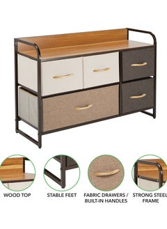 Extra Storage Shelves With 5 Easy Pull Out 2-Tier Fabric Drawers And Wooden Table Top EX-83901  - Image 4