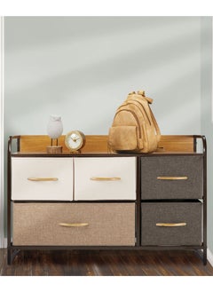Extra Storage Shelves With 5 Easy Pull Out 2-Tier Fabric Drawers And Wooden Table Top EX-83901  - Image 3