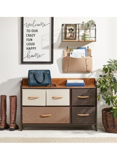Extra Storage Shelves With 5 Easy Pull Out 2-Tier Fabric Drawers And Wooden Table Top EX-83901  - Image 2
