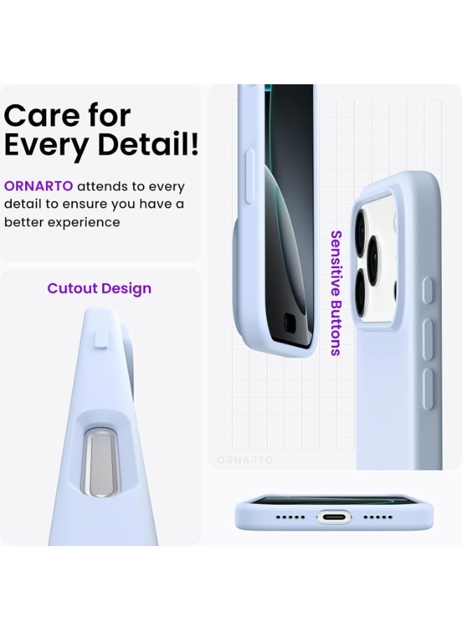 ACLIX Silicone Case Compatible with iPhone 17 Pro, Slim Liquid Silicone Phone Case with 3-Layer Soft Rubber Shockproof Bumper with TPU Lining (Sky Blue) - Image 4