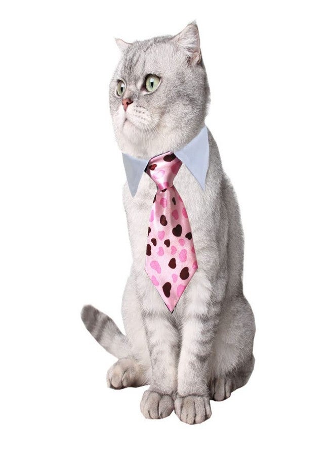 يوسبيبي طقم مكون من 4 قطع من ربطات العنق الرسمية القابلة للتعديل للحيوانات الأليفة (أحمر/قلب) للكلاب والقطط والكلاب الصغيرة، إكسسوارات تزيين الجراء - Image 2