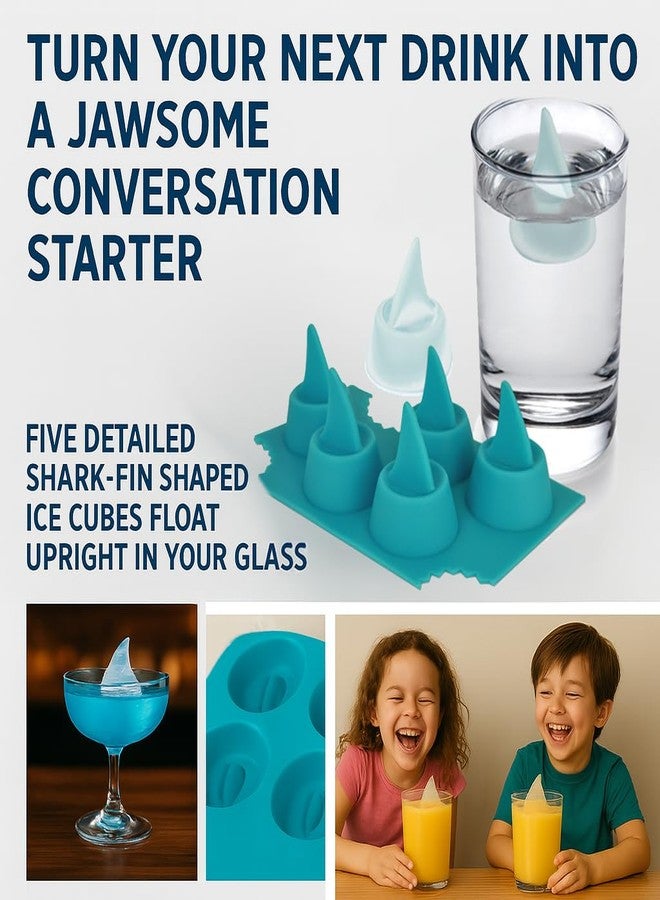 مودرن هوم قالب مكعبات ثلج على شكل زعنفة قرش - قالب سيليكون لخمس مكعبات ثلج على شكل زعنفة قرش - هدية مميزة ومرحة للمشروبات والكوكتيلات والحفلات - خالٍ من مادة BPA، آمن للاستخدام مع الطعام - Image 2