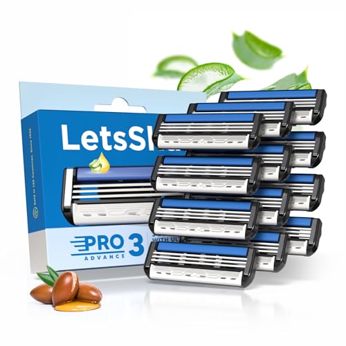 LetsShave Pro 3 Advance Shaving Razor Blades Refill (Cartridges), Pack of 12, World's First 3 Blade with Rubber Guard & Open Flow Architecture, Blades for Men - Image 1