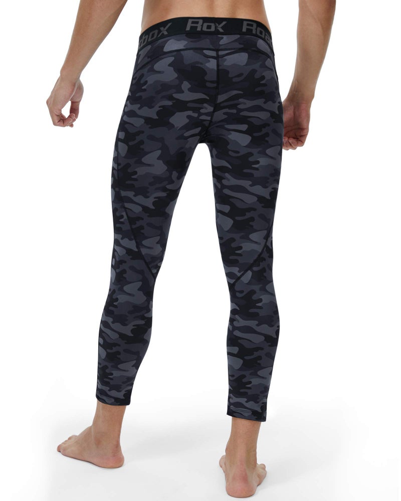 Roadbox Men's Compression Pants 3/4 Baselayer 2pack Dry Cool Running Workout Athletic Sports Active Tights Leggings - Image 5