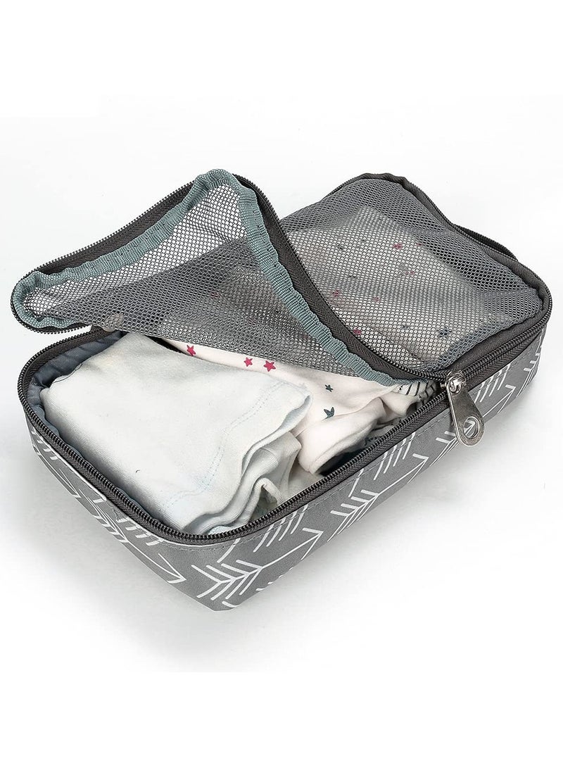 Diaper Bag Set Of 6 With Stroller Hooks And Nappy Changing Mat, Nappy Baby Bag, Travel Beach Shopping Baby Bag, Multifunctional Mummy Bag, Cosmetic, Wet Dry Pouch, Grey - Image 4