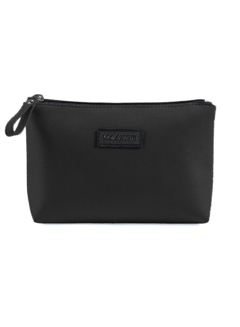MAANGE Makeup Bag, Travel Makeup Bag, Waterproof and Portable Flat Makeup Bag, Professional Cosmetic Organizer (Black) - Image 2