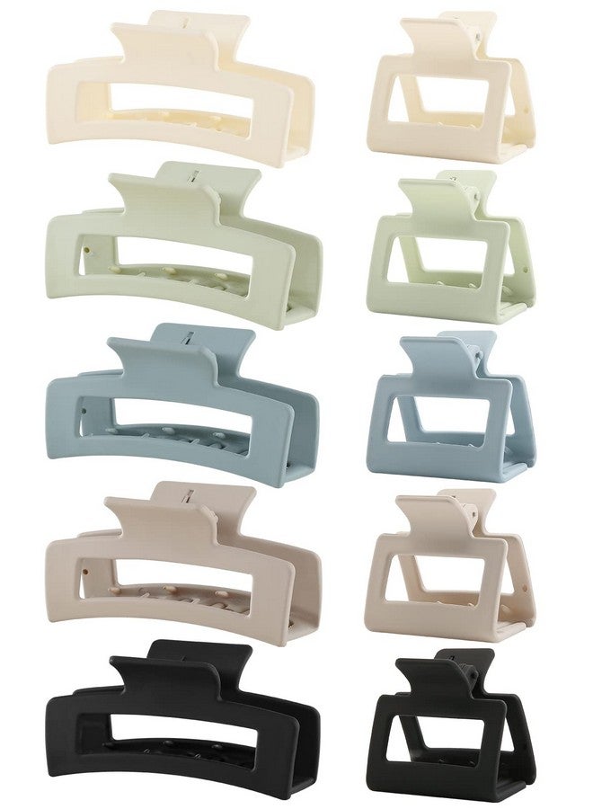 Auseibeely 10 Pack Hair Claw Clips, Neutral Hair Clips For Women, Large Claw Clips, Small Rectangle Claw Hair Clips, Matte Hair Claws Hair Styling Accessories For Thick/Thin Hair,Multi - Image 1
