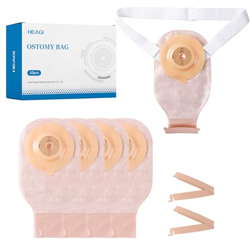 Heagimed 10 PCS Colostomy Bags, Ostomy Supplies, One-Piece Convex Ostomy Bags with a Waistband for Uneven Skin/Deep-Seated Areas Stoma, Cut-to-Fit, Max 45 mm - Image 1