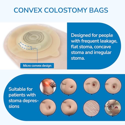 Heagimed 10 PCS Colostomy Bags, Ostomy Supplies, One-Piece Convex Ostomy Bags with a Waistband for Uneven Skin/Deep-Seated Areas Stoma, Cut-to-Fit, Max 45 mm - Image 3