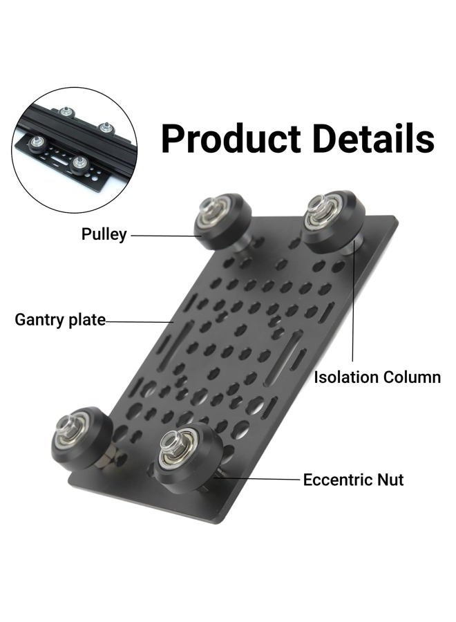 LiebeWH Gantry Plate Aluminum 20mm80mm Universal Table Linear Actuator Gantry Board for CNC Router 3D Printer (Board with 4 Plastic Pulleys and Bearings) - Image 2