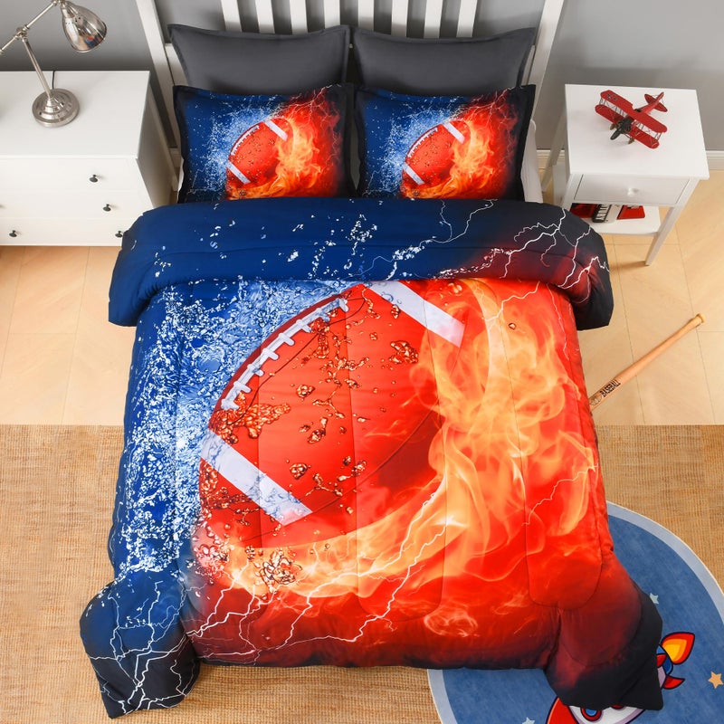 Andency Football Comforter Set Full 79x90 Inch 3 Pieces1 Football Comforter 2 Pillowcases 3D Sport Microfiber Comforter Set Bedding Set for Boys Kids Teens