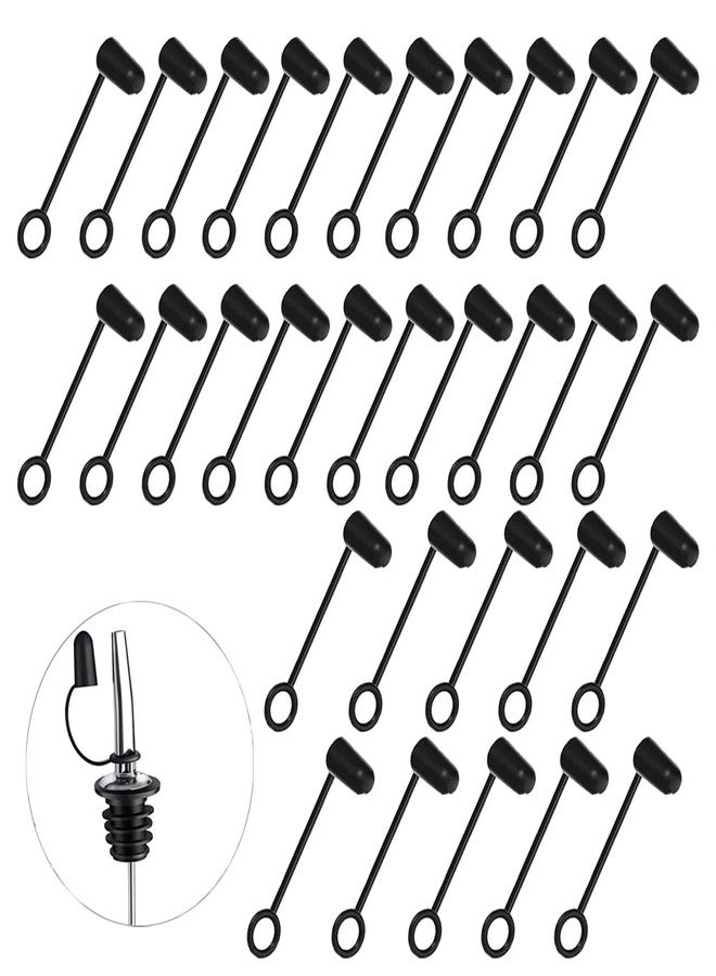 UtySty 30 Pack Bottle Pourers Dust Covers Anti-Drop Rubber Dust Caps Pour Spout Sealed Cap for Stainless Steel Classic Tapered Pourer Stopper Vinegar Olive Oil Bottles - Image 1