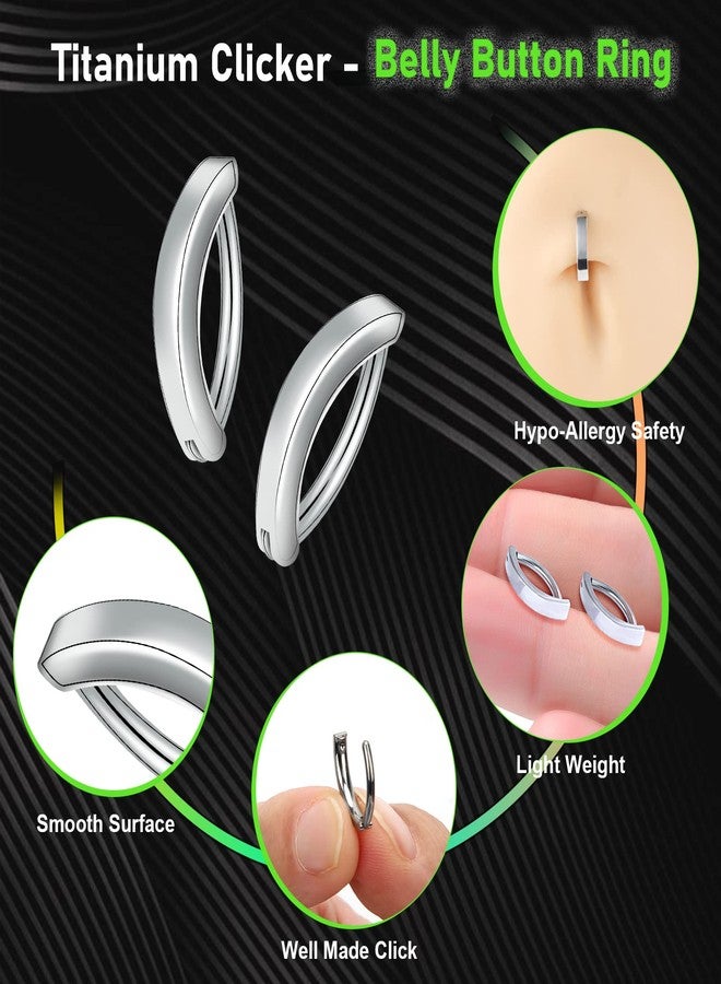 CrazyPiercing Navel Ring 14G Clicker Belly Button Ring Petite Reverse Belly Ring Titanium Clicker for Men Women - Image 3