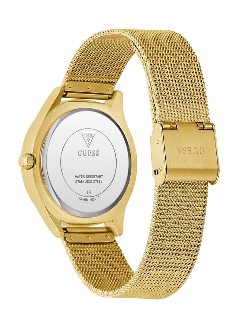 GUESS ساعة نسائية أنالوج كوارتز ذهبية من الفولاذ المقاوم للصدأ غليتز GW0835L2 - Image 5