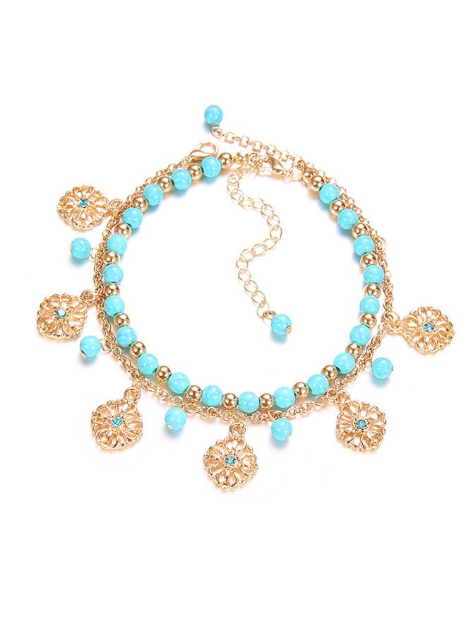 roaiss Women's Fashion Anklet Double Layer Tassel Bohemian Style Anklet Beads Metal Combination Anklet Bracelet  - Image 5