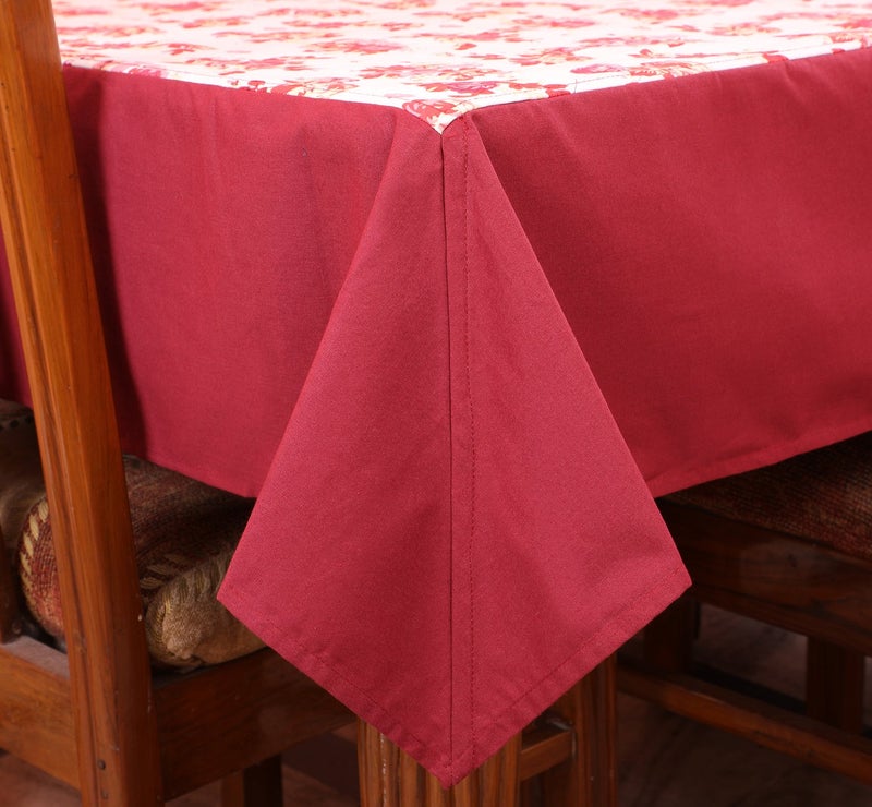 Dekor World Floral Printed Maroon Table Cover with Place Mat (Pack of 7) - Image 3