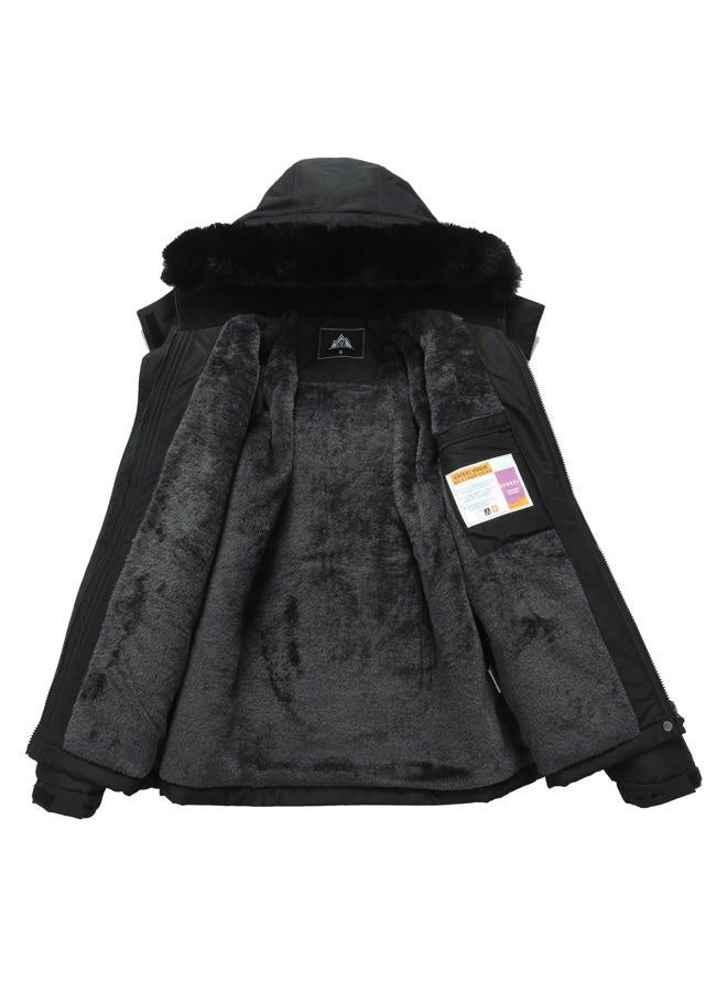 MOERDENG Women's Waterproof Snow Ski Jacket - Warm Winter Coat Insulated for Snowboarding, Mountain Hiking, Black, XXL - Image 4